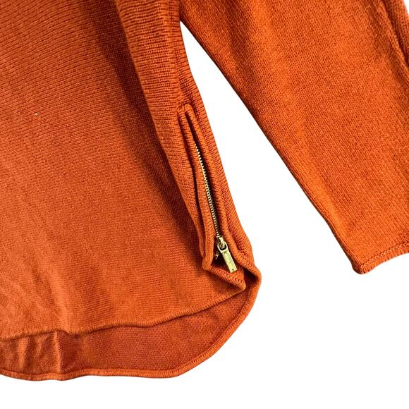 Michael Kors MMK Knit Sweater Women M Maple Brown Side Zip Cozy Core Boho Chic - Picture 3 of 14